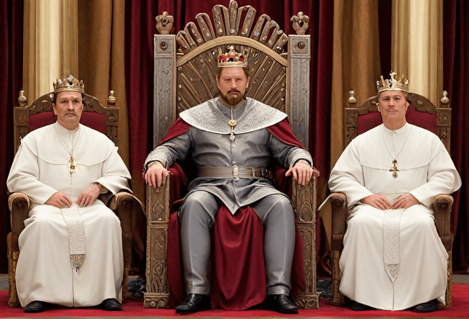 The reign of keywordKing mastering the digital throne in modern SEO. The KeywordKing with his two advisors